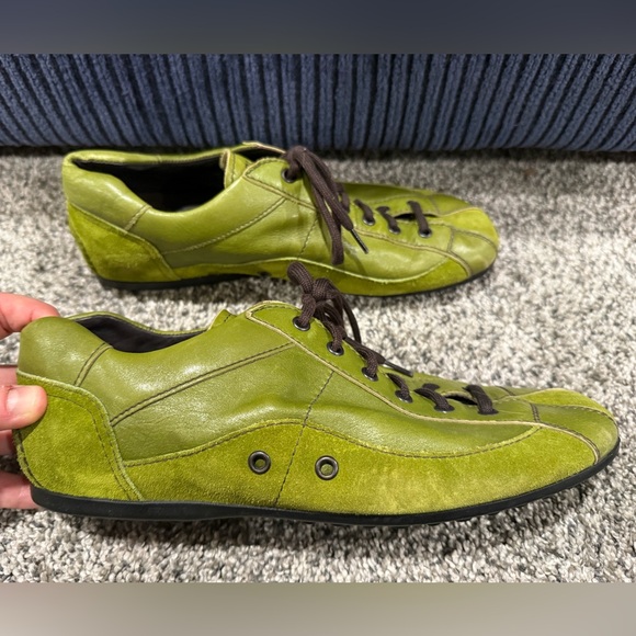 Vintage Prada car shoes in green leather size 38 EU or 7.5 US women's